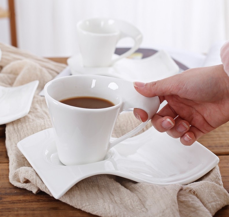70-160ml criativo cerâmica xícara de café conjunto de copos de chá e pires caneca de leite kit com colher presente de casamento copo de água conjunto