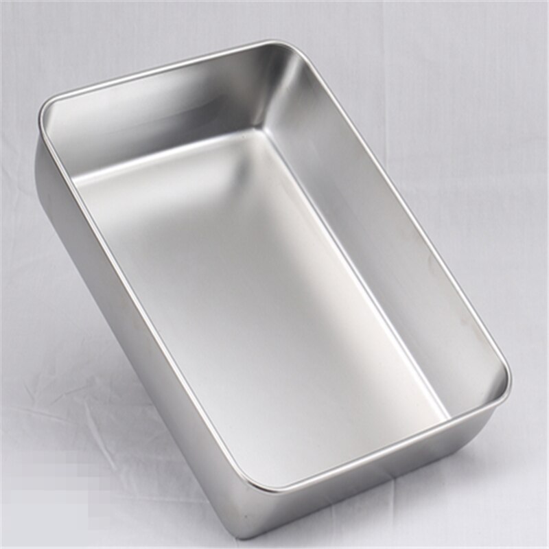 Thick 304 Stainless Steel Rectangular square Plate pan deep tray box with lid Grill BBQ Container plate set Storage serving dish