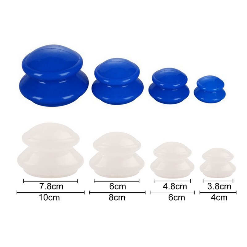 4 Stuks Siliconen Massage Cupping Set Anti Cellulite Vacuüm Cup Massager Chinese Therapie Zuig Facial Body