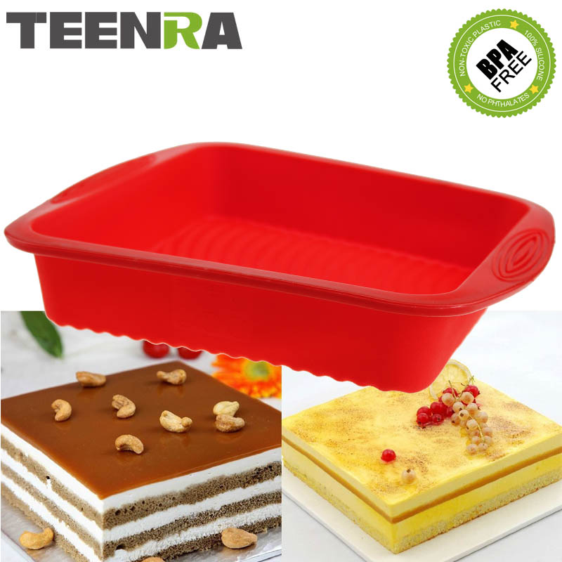Teenra 1Pcs 9 Inch Siliconen Bakken Pan Vierkante Ovenschaal Brood Bakken Formulieren Siliconen Cake Pan Mold Brood Pan keuken Gereedschap