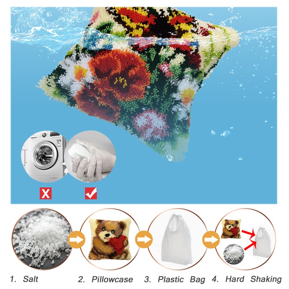 Flower Series Latch Hook Rug Kits Dogs 3D Segment Embroidery Pillow Wool Cross Stitch Carpet Embroidery DIY Latch Hook Pillow