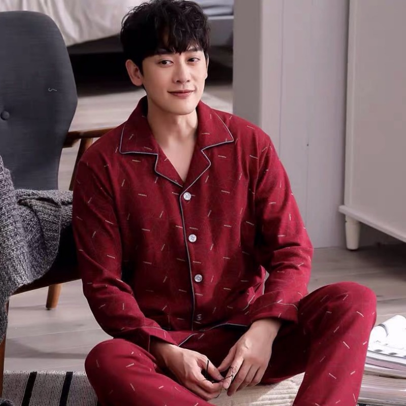 Pyjama rouge à carreaux pour hommes, vêtements de nuit confortables et respirants, en coton, décontractés, de très bonne , à la , printemps été