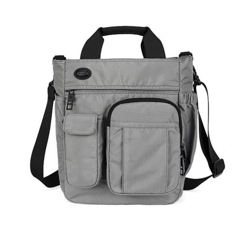 Business Bags Men Multi Zipper Tote Briefcase Crossbody Shoulder Laptop Bag: Light Gray