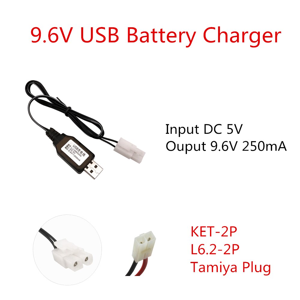 4.8V 6.0V 7.2V 8.4V 9.6V Charger for NiCd NiMH battery Input 100V-240V with Tamiya Kep-2p Plug charger For RC toys 7.2V Charger: 9.6V USB