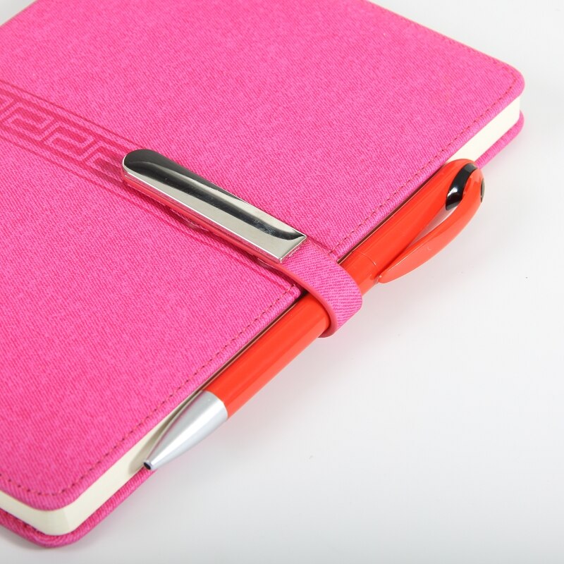 Metalen slot leren notitieboekje met pennenset zacht dagboek merklogo dagboek planning planner, dik papier met 200 gelinieerde pagina's