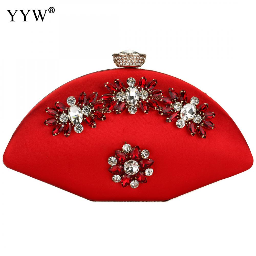 Women'S Bag Over Shoulder Clutch Bag For Women Rhinestone Evening Clutches With Luxury Wedding Purse Female Handbags Bolso: red