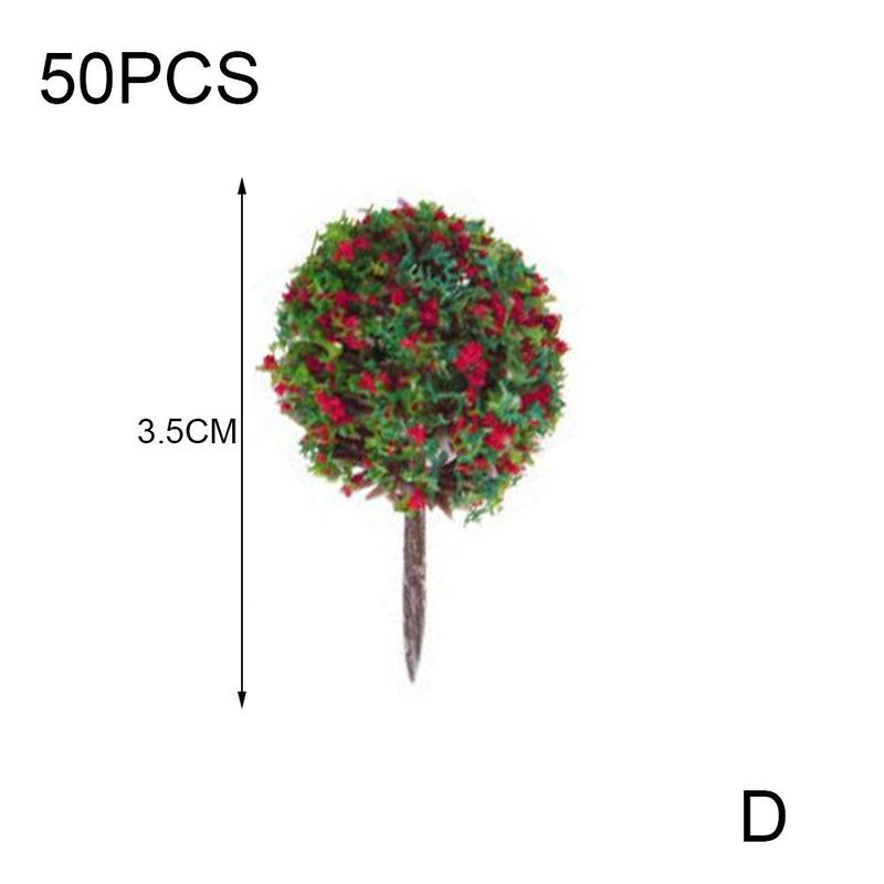 50 Stuks Bloem Model Trein Ronde Bomen Bal Vormige Landschap Kleuren Schaal Landschap 1/87 Gemengde K7W9: D