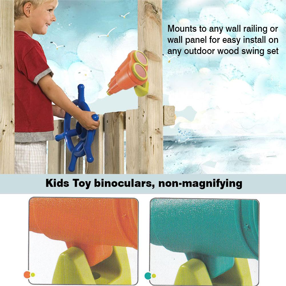 Crianças Binóculos Grande Não-Aumento de Plástico Crianças Brinquedo Telescópio Portátil Swing Set Acessório Para O Quintal Jogo do Balanço De Madeira H