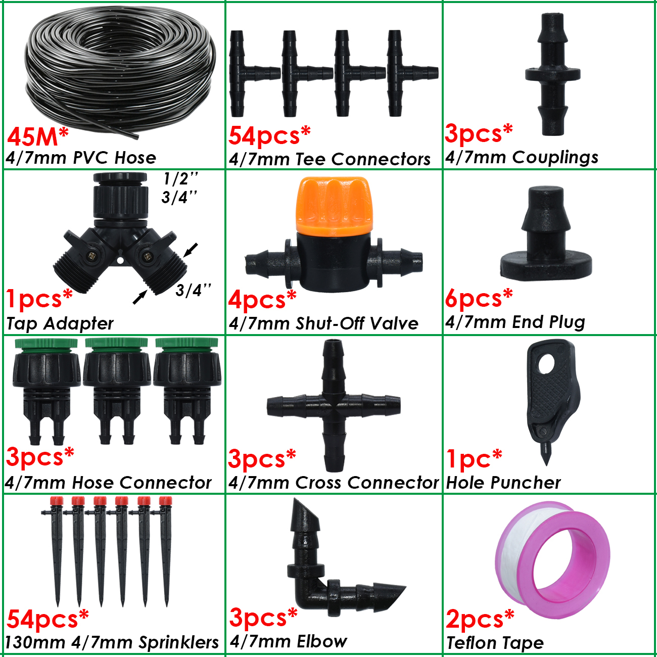 Drip Irrigation System 1/4" Hose 360 Degree Adjustable Sprinkler Kit 4-Way Garden Watering Inserting Ground Micro Flow Dripper: Lavender