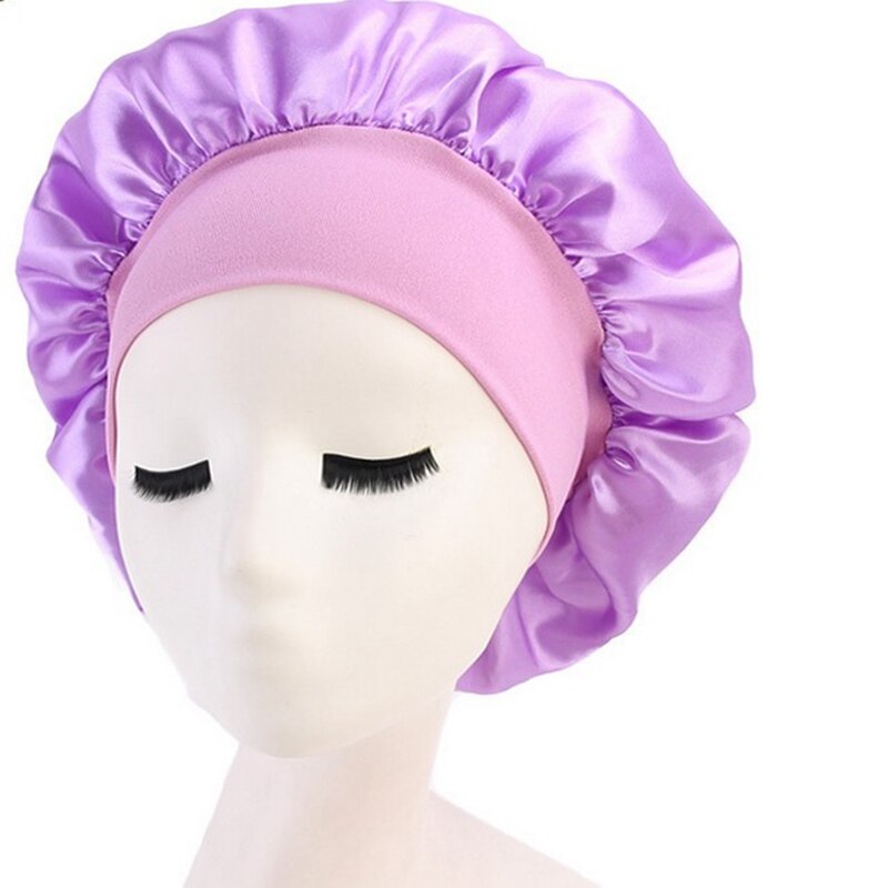 Bonnet en Satin pour femme 58cm | Bonnet de nuit, en soie, soins des cheveux longs, chapeau de tête ajustable, chapeaux de douche