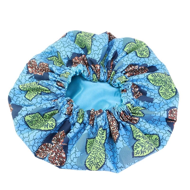 38cm store print satin hætte hårhætter søvn afrikansk mønster tryk stof ankara nat hat hår styling cover tilbehør: Type 7