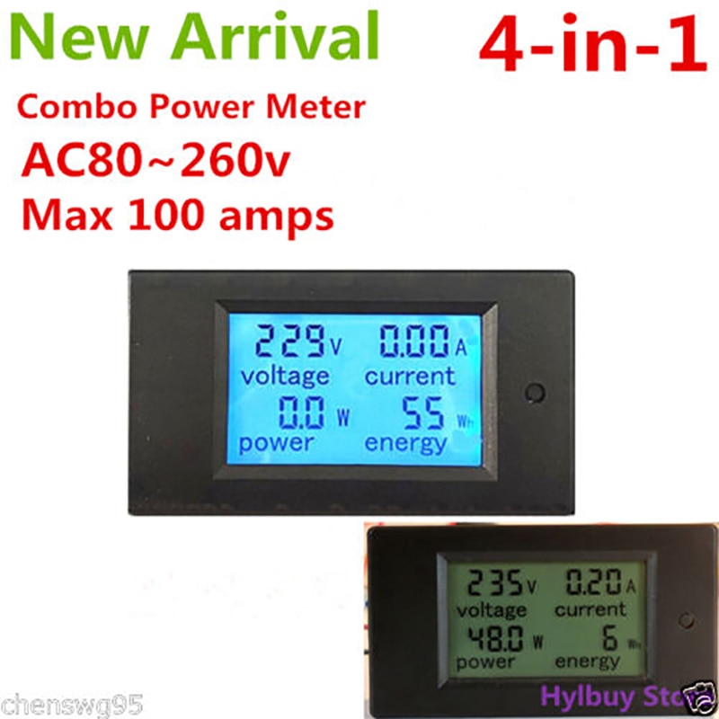 AC 100A Power Meter Monitor Volt Amp kWh Watt Digital Combo Meter AC220v 230V