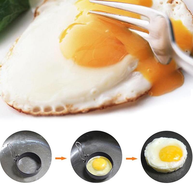 1 pieza de molde de huevo frito silicona con mango de hamburguesas redondas multiusos/pasteles de cangrejo/moldes de panqueques herramientas de cocina para principiantes