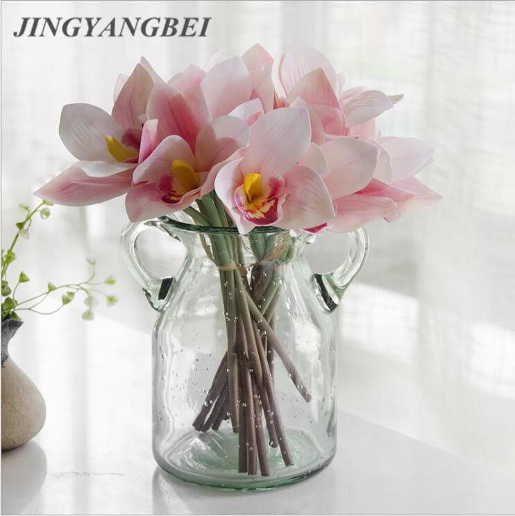 Pu kunstig orkidé magnolia cymbidium dekorative blomster hjem dekor bryllupsdekorasjon