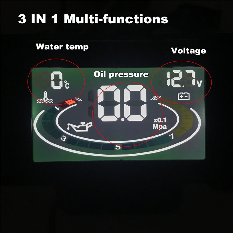 3 In 1 Olie Druk/Voltmeter Spanning/Water Temperatuurmeter Emperature Sensor Schroef: M10, olie Druk Sensor: 1/8 Npt