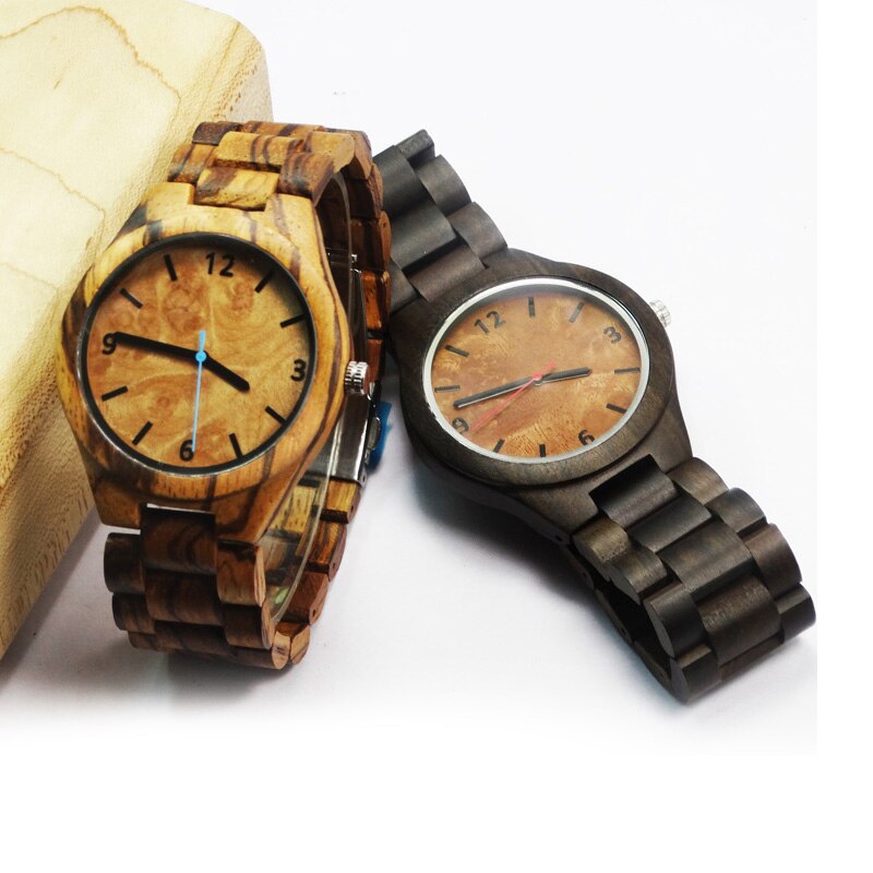 Naturligt trä klocka herr trä lyx retro rå sandal armbandsur herr relogio masculino klocka kvarts klockor