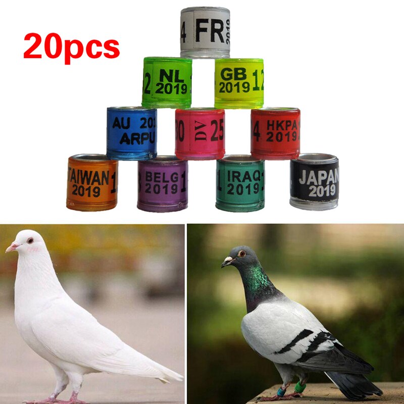 20PCS Bird Parrot Racing Pigeon Leg Foot Rings Digital Bird Foot Ring Supplies Accessories Durable Bird Training Tools