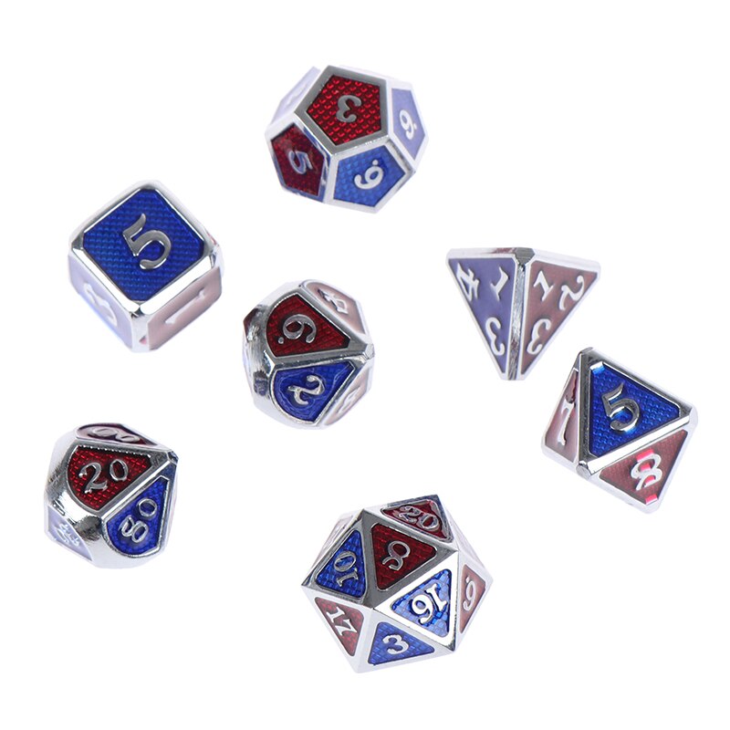 7 PCS/Metall Würfel RPG MTG Würfel Kursiv Dice Polyhedral Würfel: A