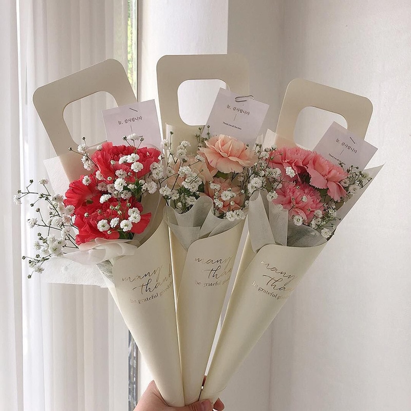 10 stuks Bloem Verpakking Zakken Enkele Rose Tassen Bloemen Inpakpapier valentijnsdag Rozen Zak