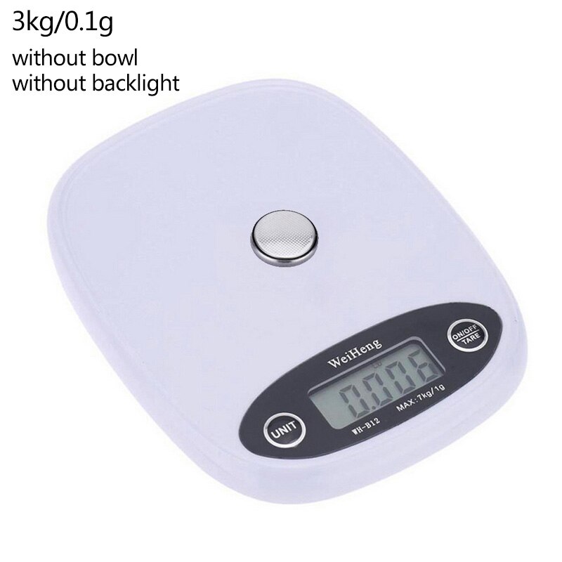7kg/3kg 0.1/1g Kitchen Scale High Precision Mini LCD Digital Display Scale Gram Weighing Jewelry Food Measure Scale With Bowl: 3kg-0.1g