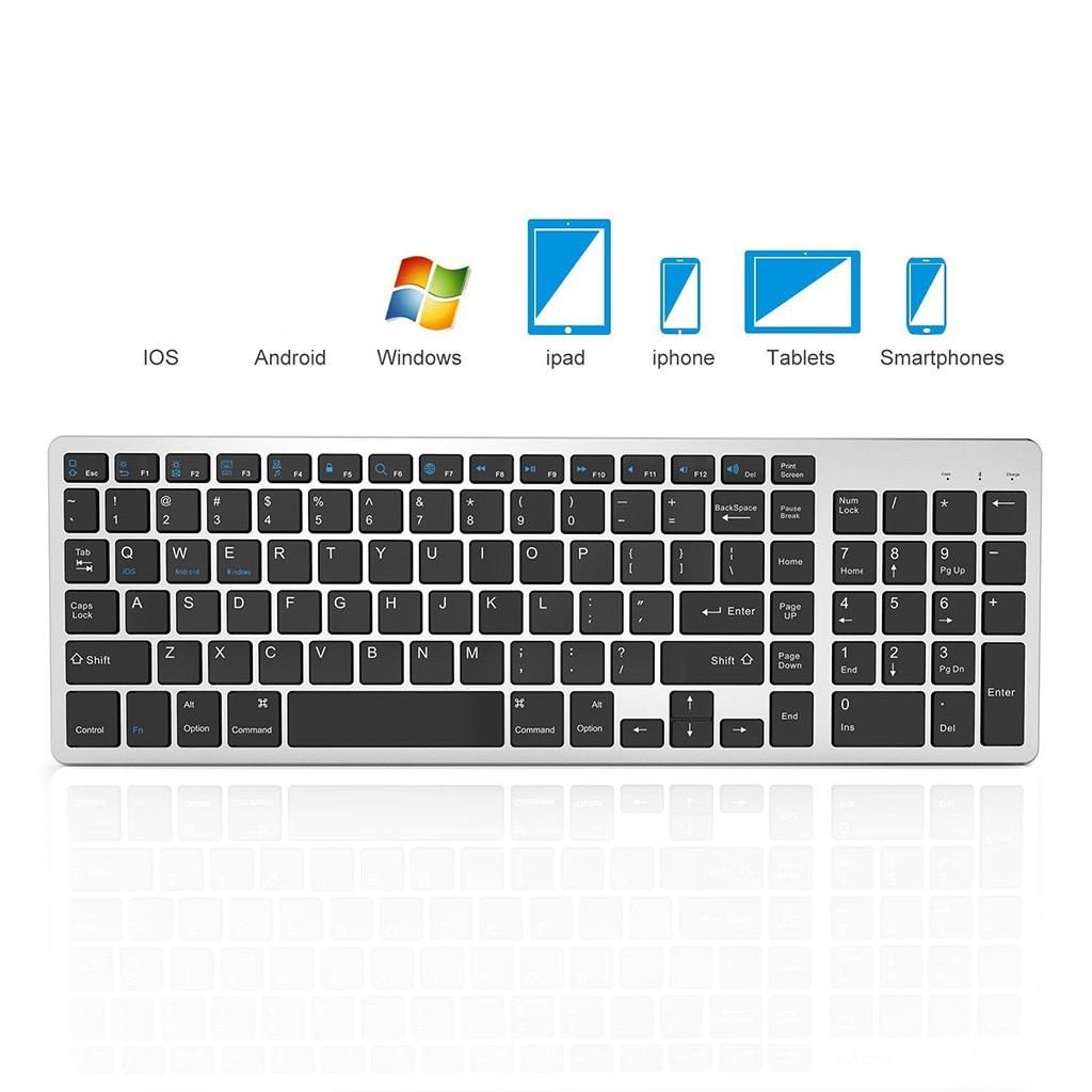 Bluetooth Keyboard, Rechargeable Portable BT Wireless Keyboard with Number The full size keyboard includes fast-access keys