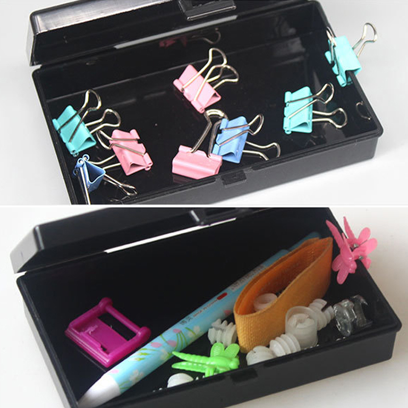 Transparante plastic opbergdoos Rechthoek Organizer Stickers Box Desktop Container Snap Stofdichte sieraden opbergdoos