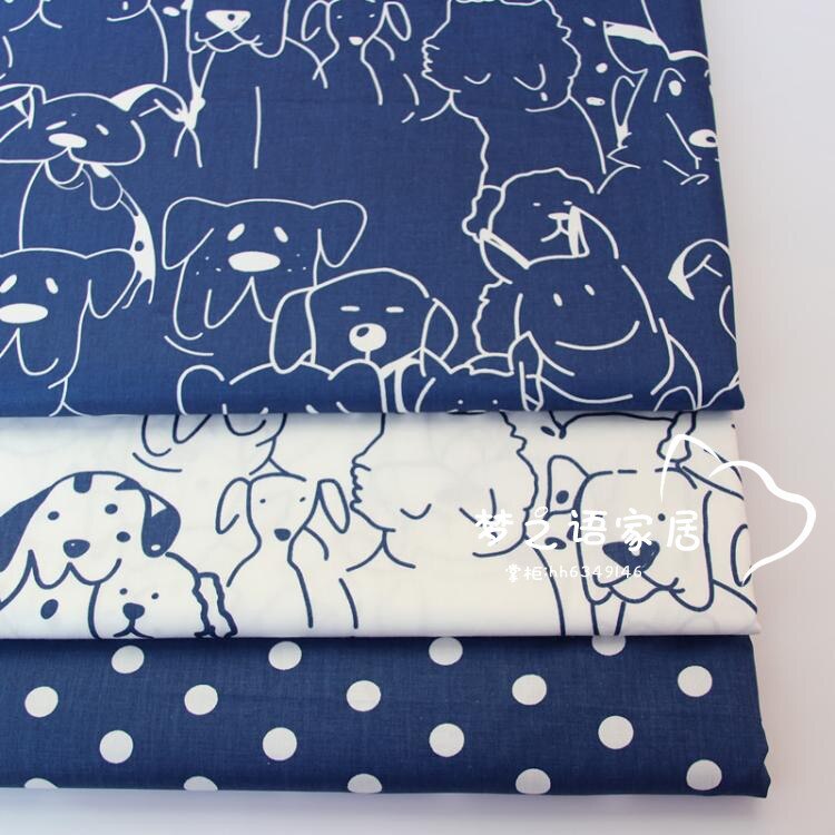 160cm * 50cm blue dot hond baby kids Katoenen Stof Bedrukt Doek Naaien Quilten beddengoed kleding gordijn patchwork stof
