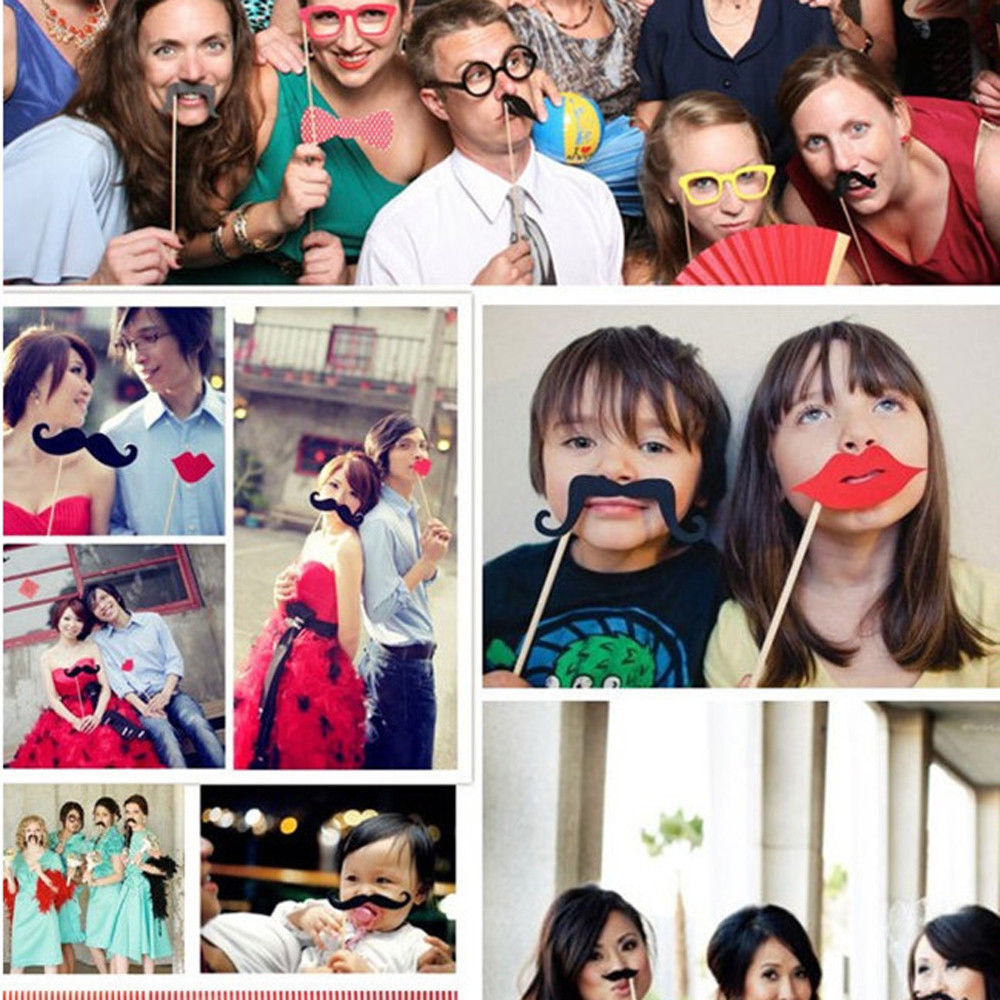 Fête anniversaire bricolage bébé pour Photobooth accessoires tirer stand accessoires masque bâton amusant décoration de mariage 25PC