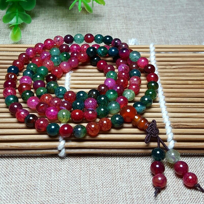 JoursNeige Natural Crystal Bracelets 108 Beads 6mm Round Multi Color Bracelet for Women Jewelry