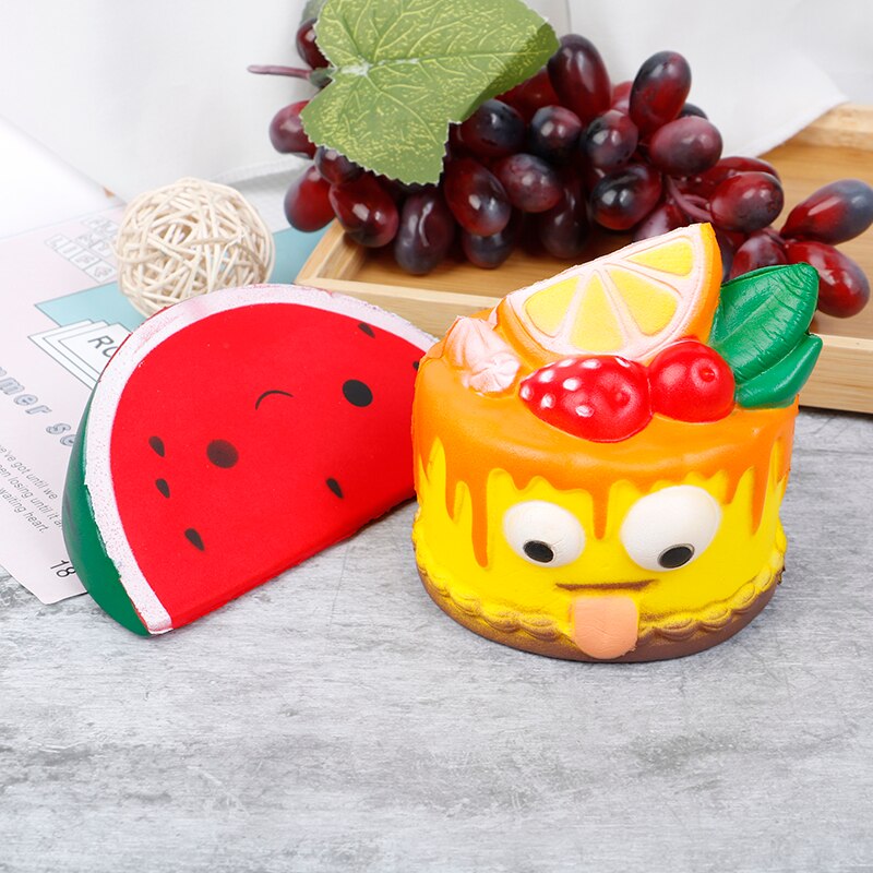 Slow Rebound Simulation Decompression Food Watermelon Cake Squeeze Toy Slow Rising Decompression Toys Funny Children