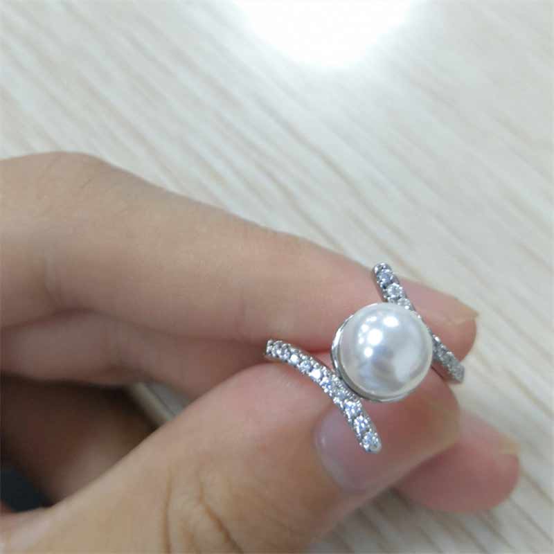 Huitan modisch Simulierten Perle Ringe Luxus Mikro Gepflasterte Hochzeit Engagement Midi- Finger Ringe exquisit Stil Ring Finger Ringe