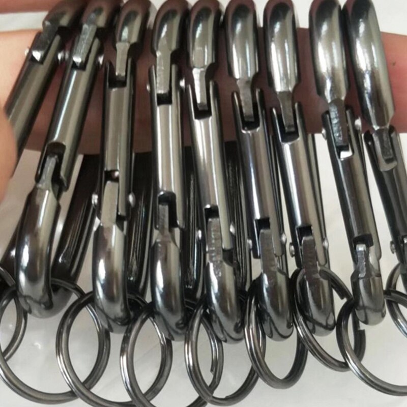 100Pcs Mini Silver Aluminum Spring Spring Buckle Spring Hook Keychain Outdoor Carabiner Runway Buckle