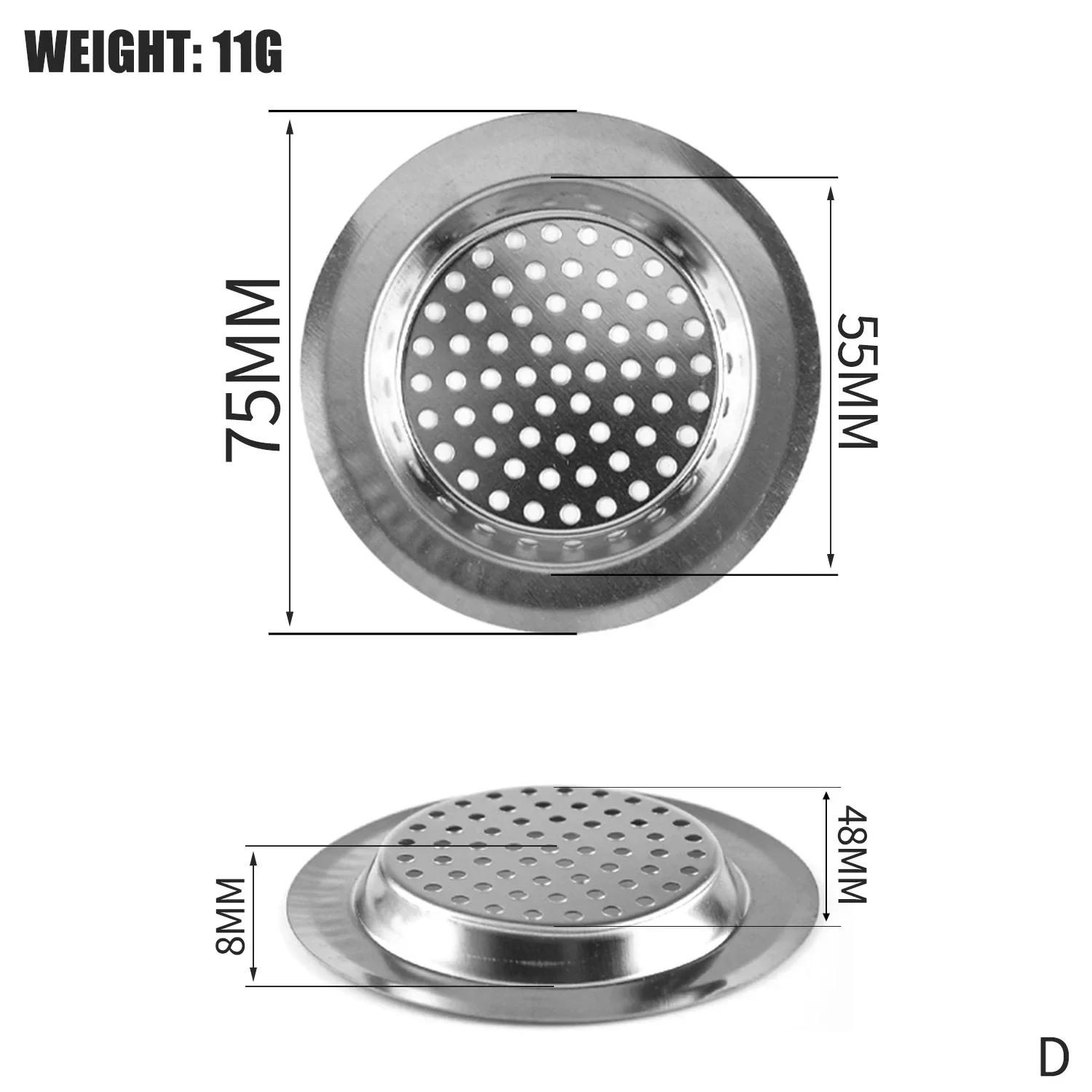 Colador de fregadero, filtro de rejilla para fregadero de cocina, filtro de orificio de drenaje de acero inoxidable, protección de malla contra obstrucciones, accesorios de cocina: Níquel