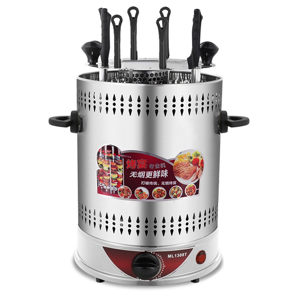 Elektrisk bbq grill maskine automatisk roterende grill røgfri spyd automatisk roterende timing grill maskine husstand
