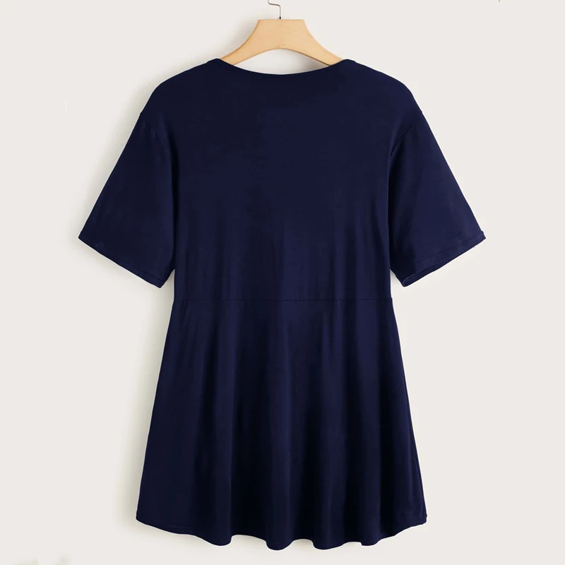 Plus Größe lässig Spitzen Frauen 4XL 5XL 6XL Kurzarm Hallo niedrig Sommer T-Shirt T Elastische Taille Damen Große Größe Bluse 7XL 8XL