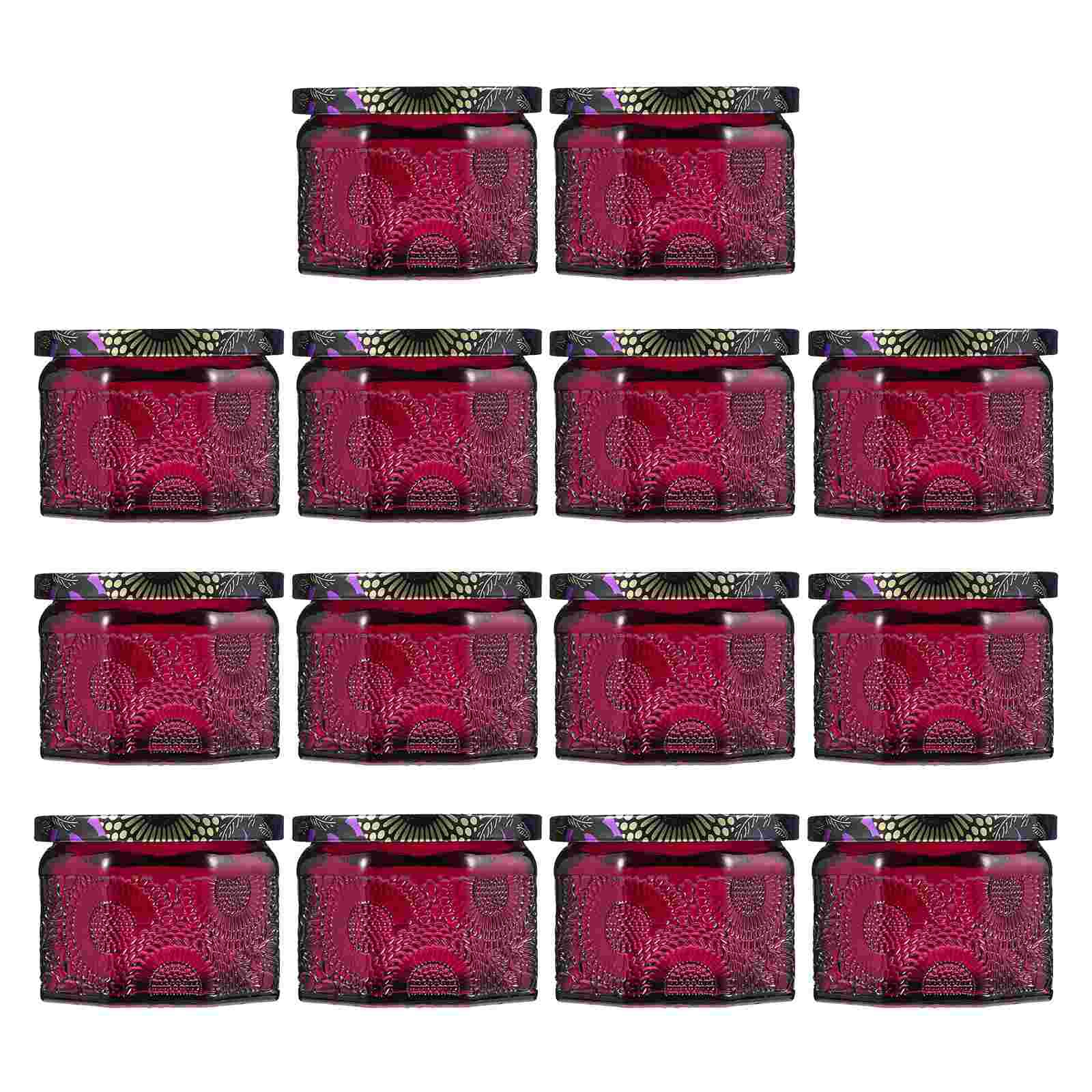 14pcs Embossed Glass Candle Jars Container with Lids Recyclable Candle jars: Purple
