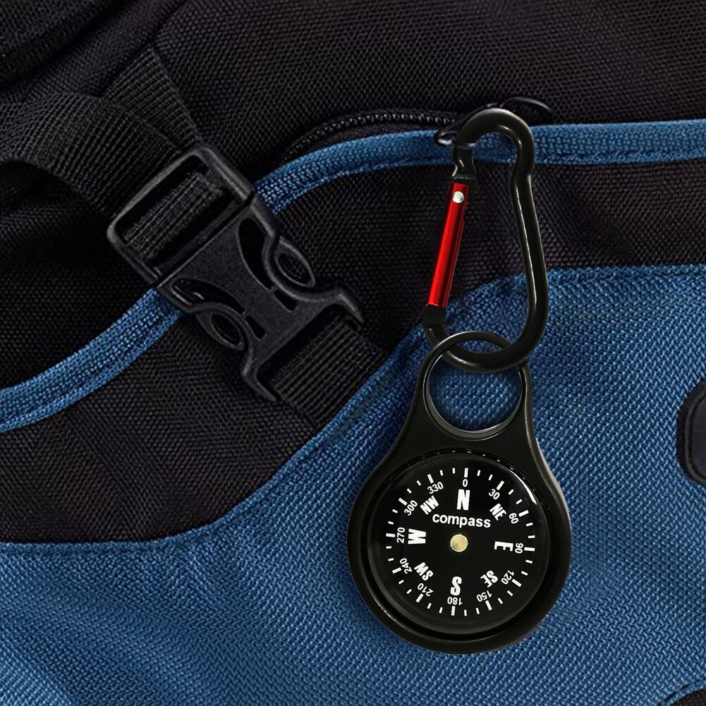 1pcs Compass Carabiner Zinc Alloy Practical Keychain Compass Clip Snap Hook Luggage Tags for Outdoor Hiking Backpacking Camping