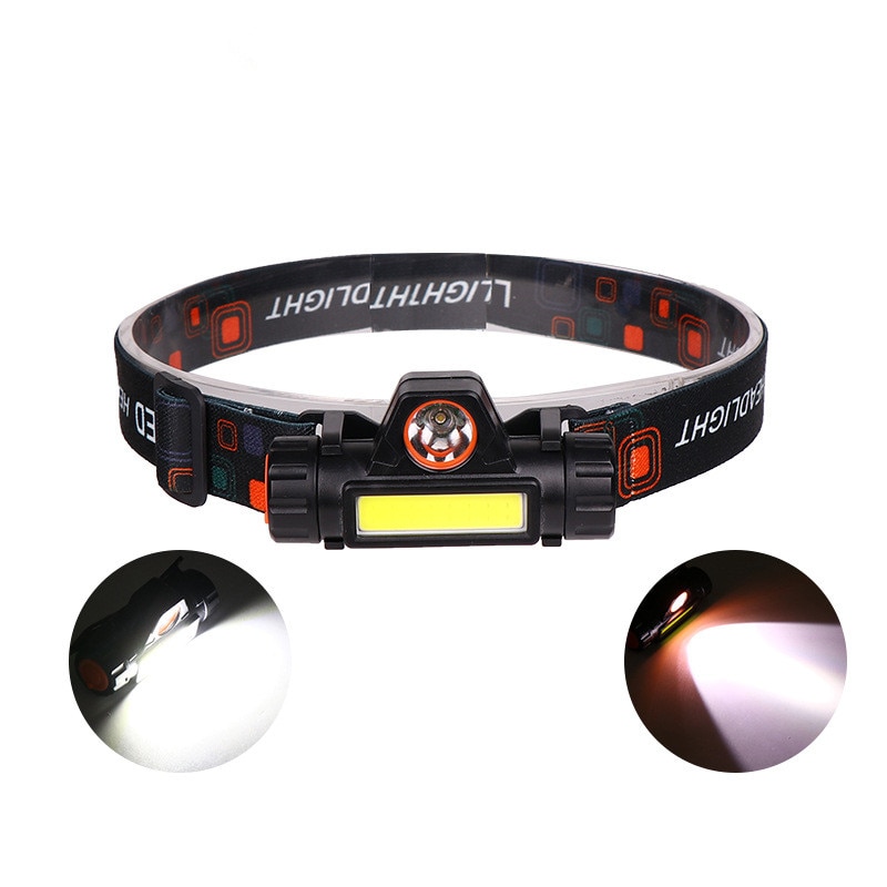 8000LM Portable Mini flashlight lantern Q5+COB led Headlamp + 1 * Built-in 18650 Battery Outdoor camping headlight