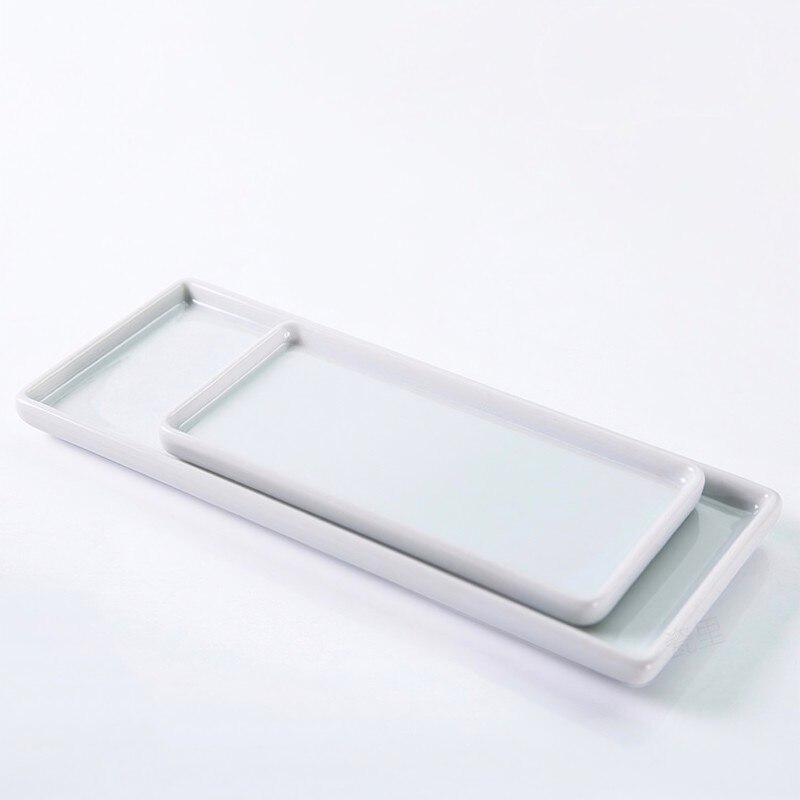 Japanese-style Rectangular Ceramic Tray Plate White Porcelain Rectangular Plate Mouthwash Cup Tray Bathroom Living Storage Tray