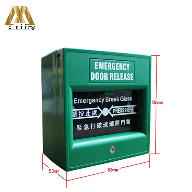 Break Glass Fire Emergency Exit Release E20A Green Color Exit Button For Door Access Control System