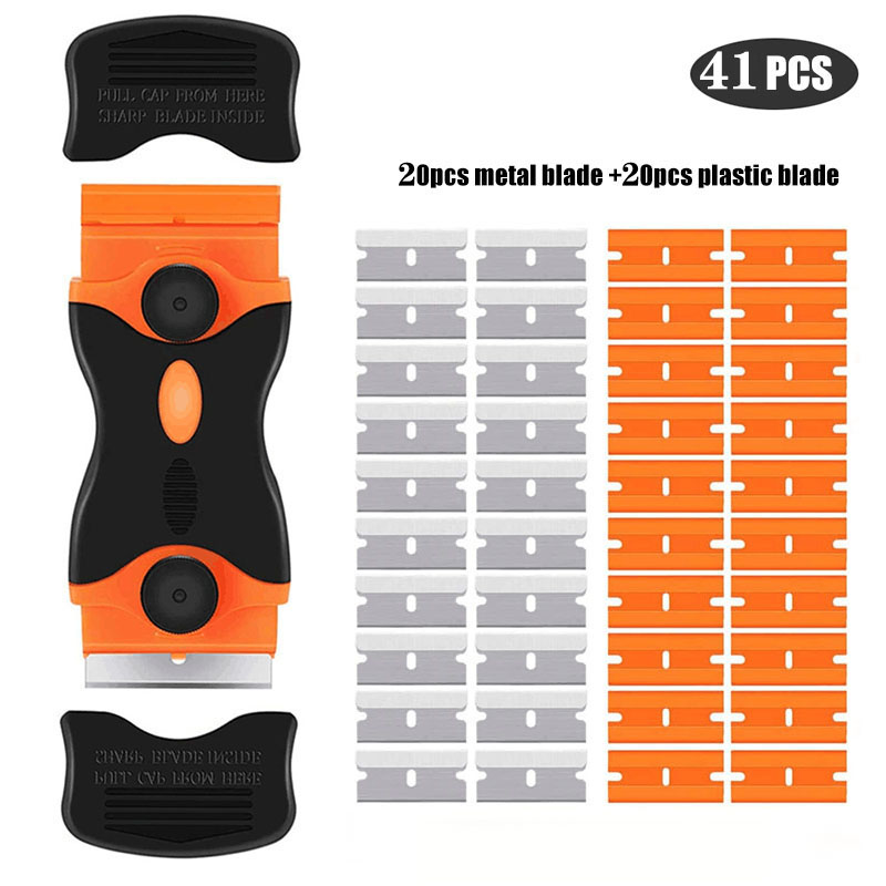 Portable Replaceable Multifunctional Double Sided Squeegee with Plastic Handle Blade Combination Double Sided Squeegee: Blue