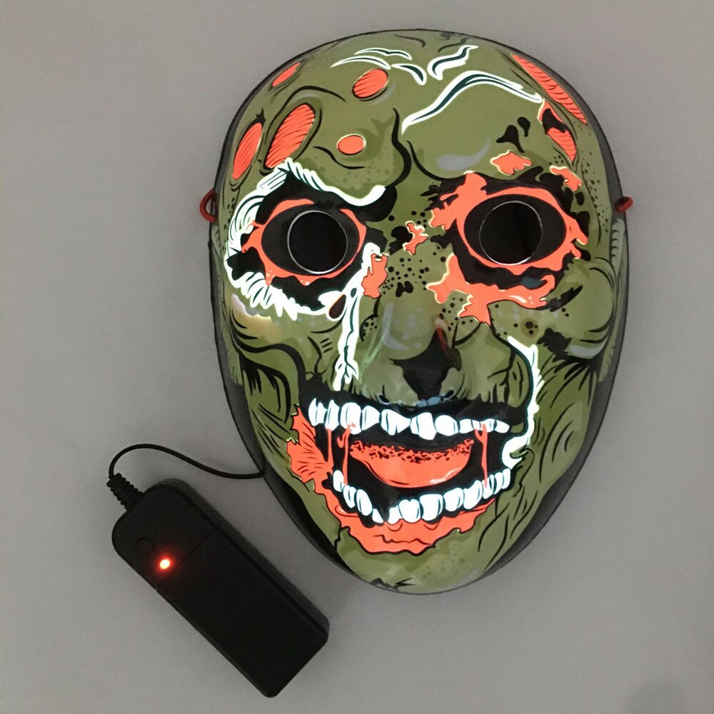 Clown LED Mask Halloween Party Mask Neon Light Up Luminous Wire Purge Scary