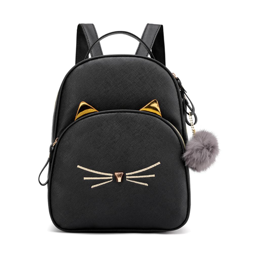 Tenåringer ryggsekk pu lær skolesekker jente tegneserie katt firkantet veske lett små skuldervesker preppy stil bolso femenino