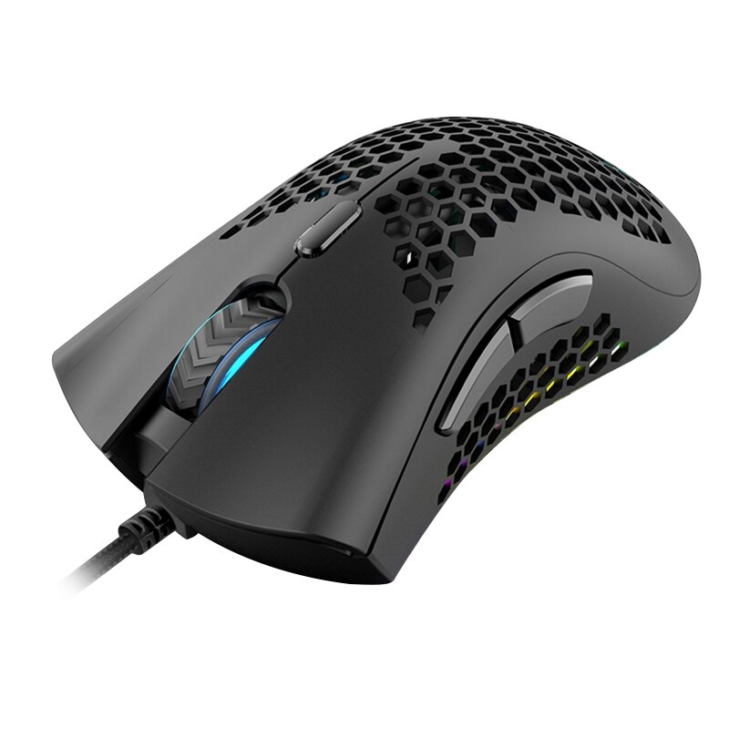 7200Dpi 6 Key Licht Gewicht Uitgeholde Shell Rgb Gaming Mouse E-Sport Muizen Voor Fps: Black