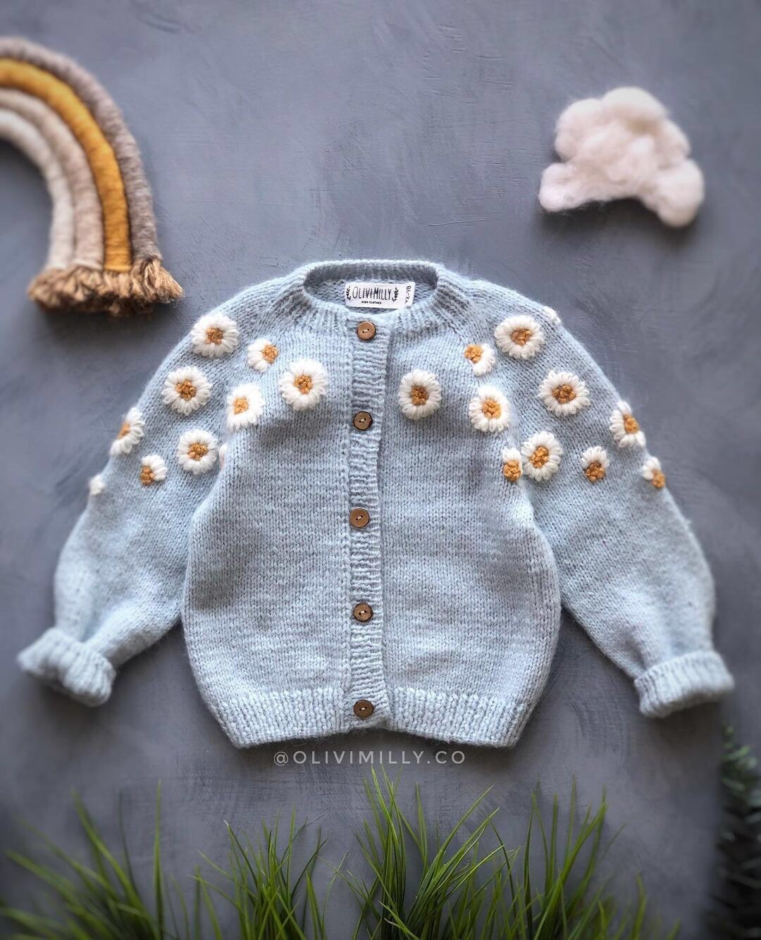 Mode Herfst Baby Meisje Lange Mouw Trui Bloem Borduurwerk Gebreid Vest Prinses Ongedwongen Gebreide Jas Voor Baby Kleding: blue / 24M  90cm