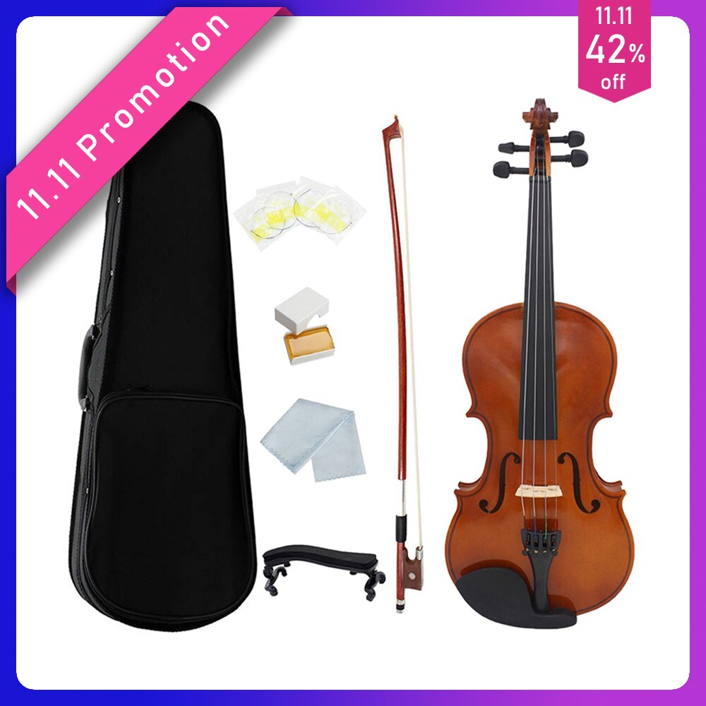 1/4 violin naturlig akustisk massivt træ gran flamme ahorn finer violin violin med sag kolofonium bue strenge skulderstøtte
