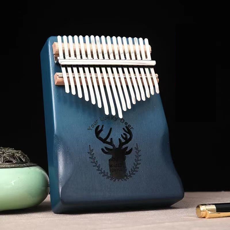 Kalimba de 17 teclas, Piano de pulgar de madera de caoba de , cuerpo Mbira de África, instrumentos musicales con accesorios: Blue 1