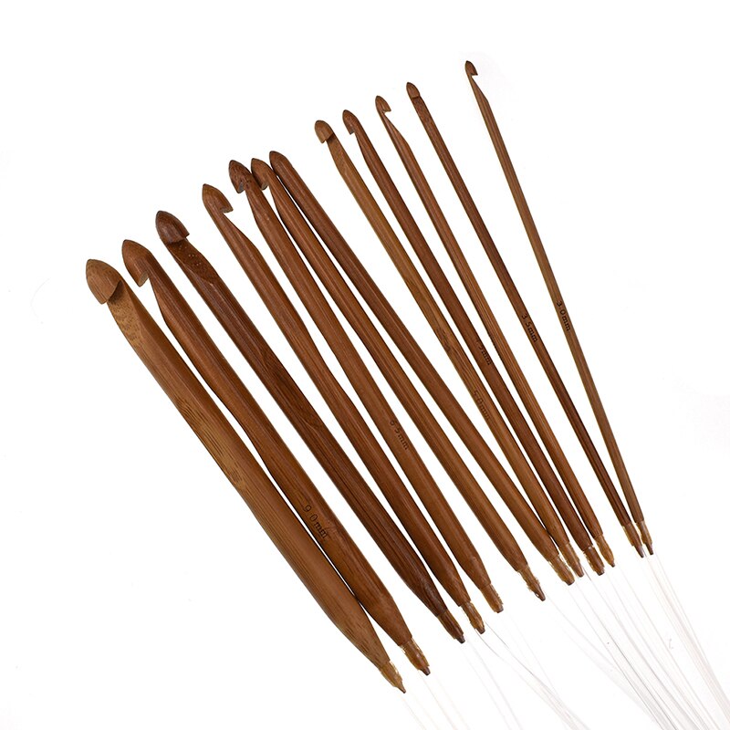 12 Pcs Natural Bamboo Flexible Afghan Tunisian Carpet Crochet Hooks Needles 1.2 m Crochet Hooks Needles Set