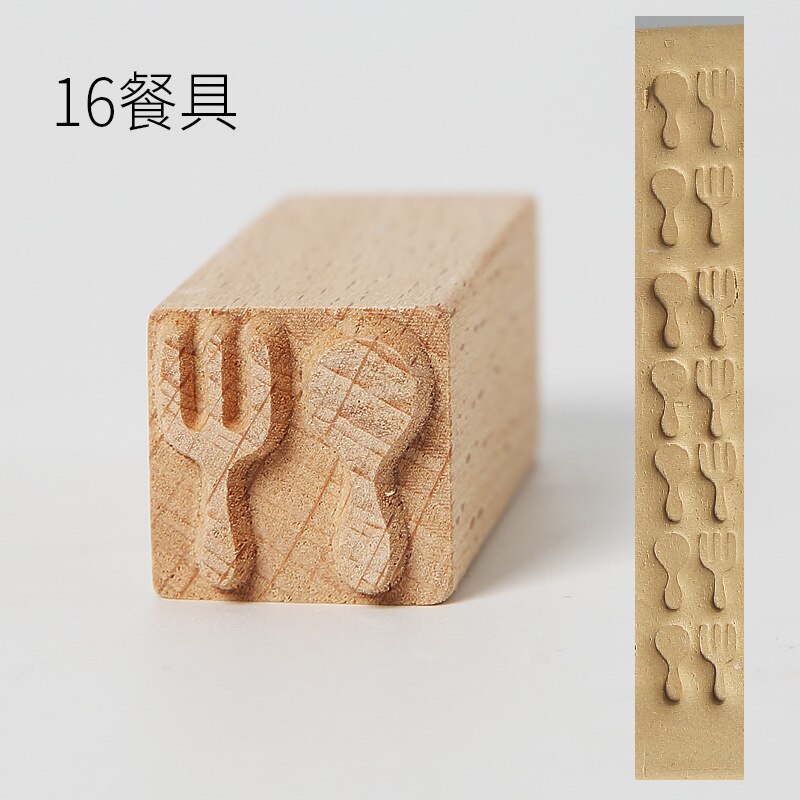 1 szt. Sztuka ceramiczna tekstura pieczęć z litego drewna księżyc kreskówkowy ciasto drukowanie DIY kreatywny ceramika narzędzie gliniana rzeźba drukowanie grawerowanie: 16
