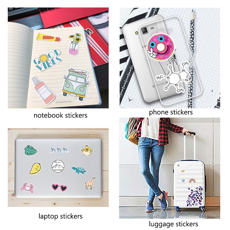 50 PCS Cartoon Simple VSCO Girls Kawaii Stickers For Chidren Toy Waterproof Sticker to DIY Laptop Bicycle Helmet Car Decals